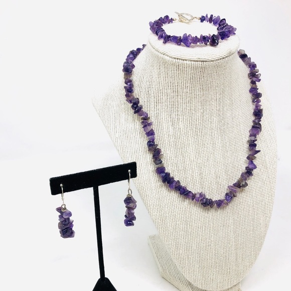 Amethyst beaded 3 piece set - Picture 1 of 8